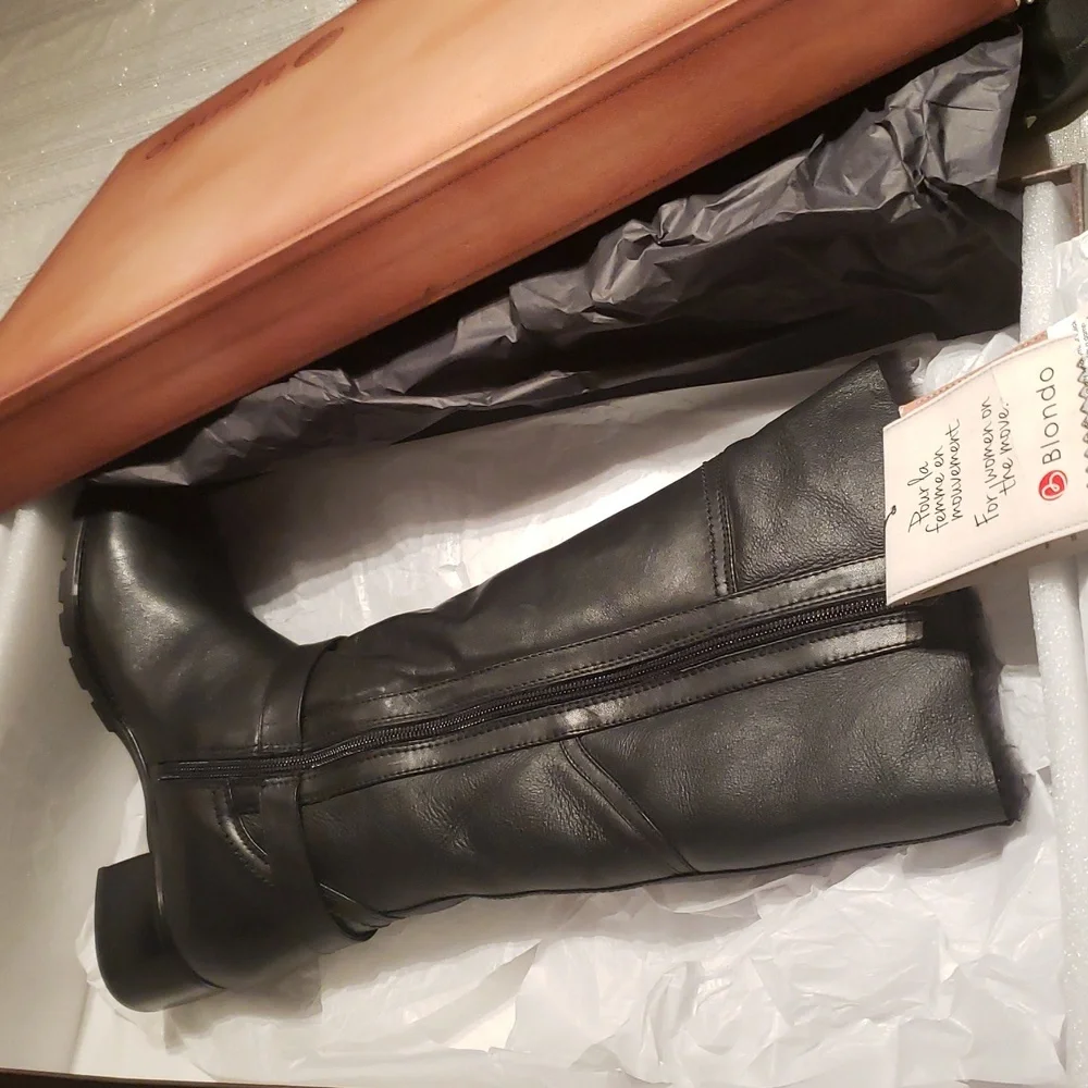 Blondo NEW Fabrizia Waterproof Tall Riding Boots Genuine Shearling Lamb Leather - Picture 9 of 17
